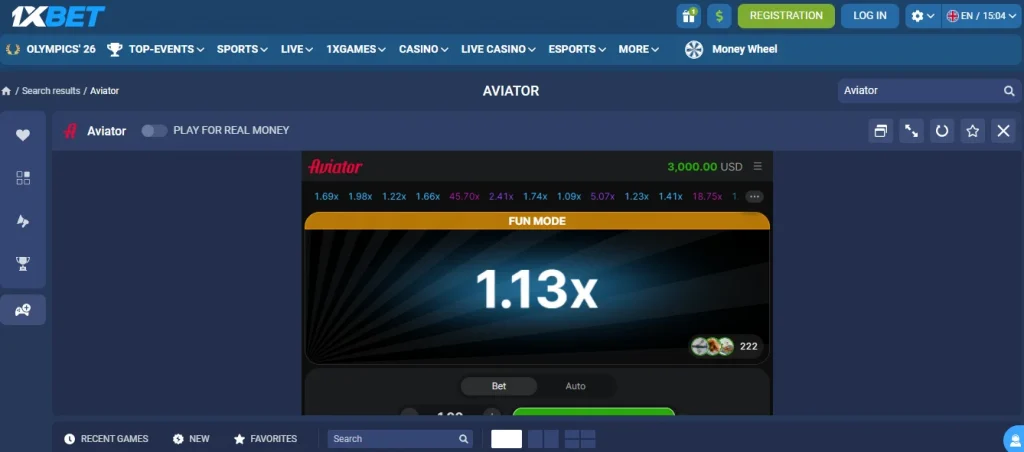 1xBet’dagi Aviator demosi